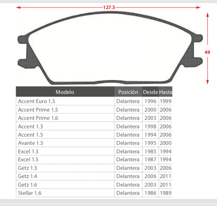 Pastillas Freno Delanteras Hyundai Accent Avante Getz Otros