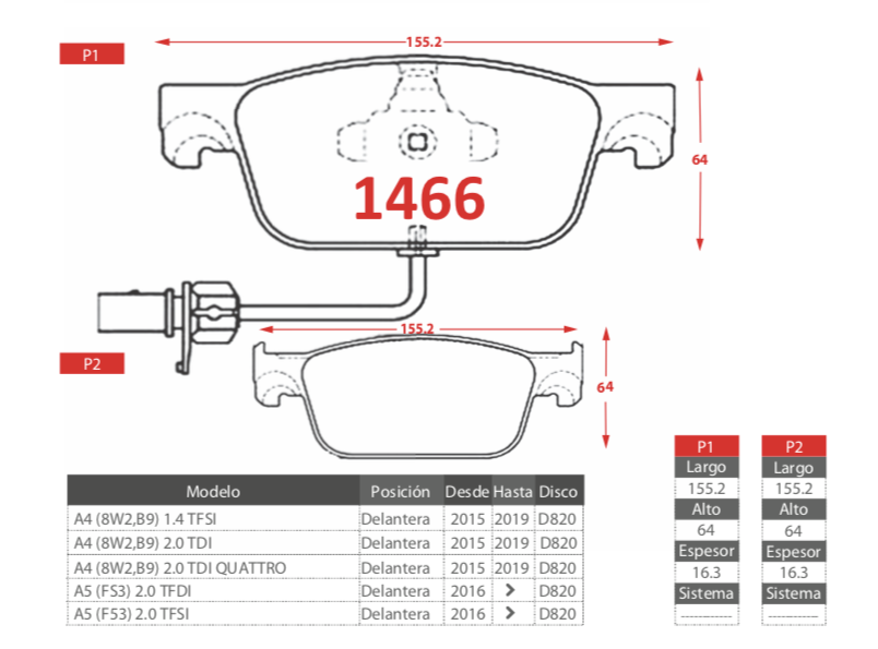 Pastillas de freno delanteras Brembo para Audi A4 A5