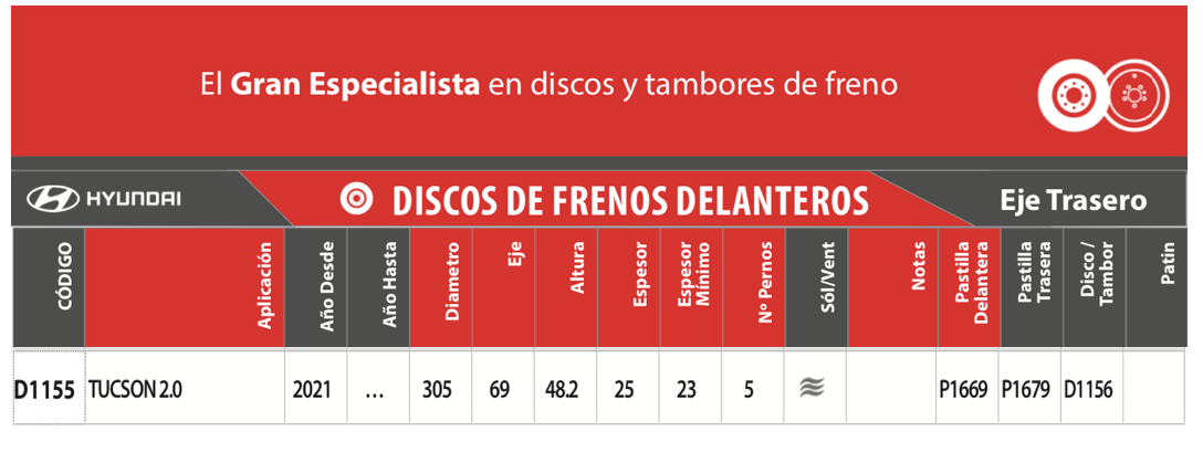 Juego de discos de freno delanteros GTX para HYUNDAI TUCSON 2.0 del 2021 en adelante
