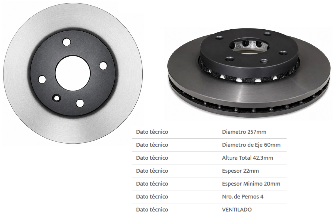 Juego de discos de freno delanteros GTX para Chevrolet Sail 2024