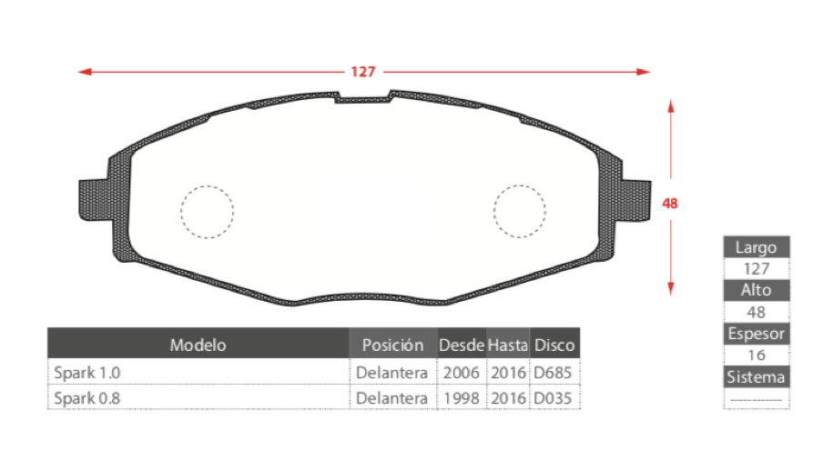 Pastillas Freno Delanteras Gtx Ceramica Para Chevrolet Spark