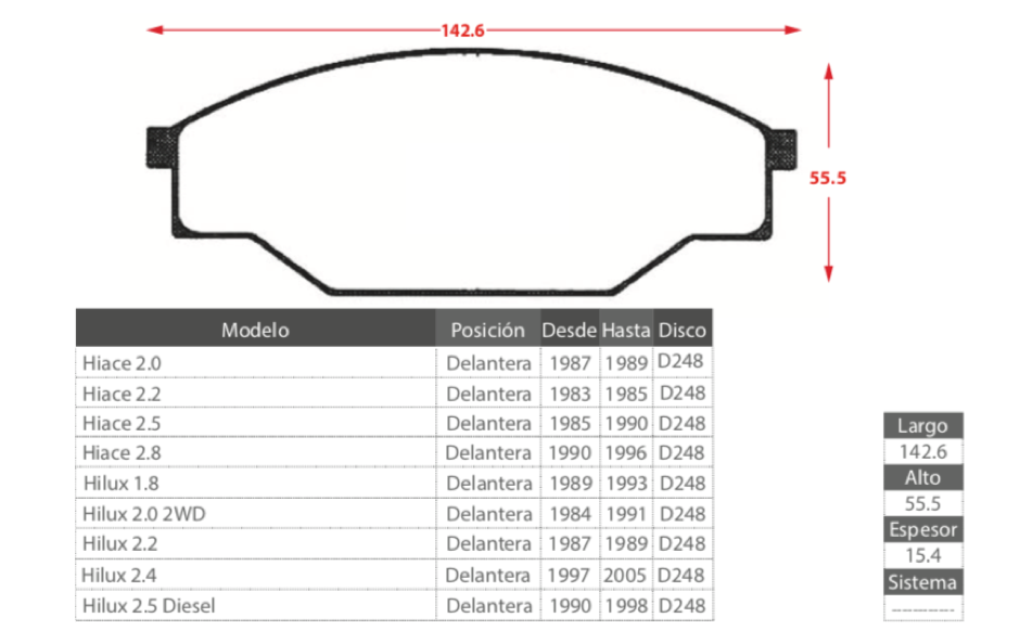 Pastillas De Freno Delanteras Gtx Para Toyota Hilux Hiace