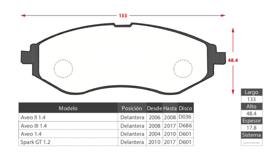 Pastillas Freno Delanteras Chevrolet Aveo Spark Gt Nubira