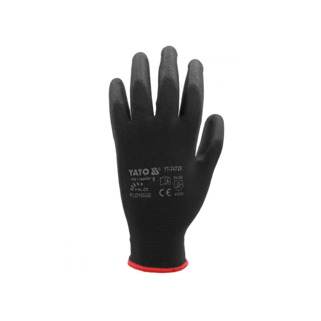 GUANTES DE TRABAJO NEGROS TALLA 8 YT-74728 YATO