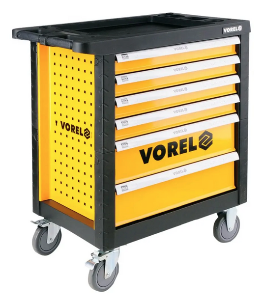 COMPLETO CARRO DE TRABAJO MOVIL 6 GABINETES VOREL CON HERRAMIENTAS 177 PCS 58540